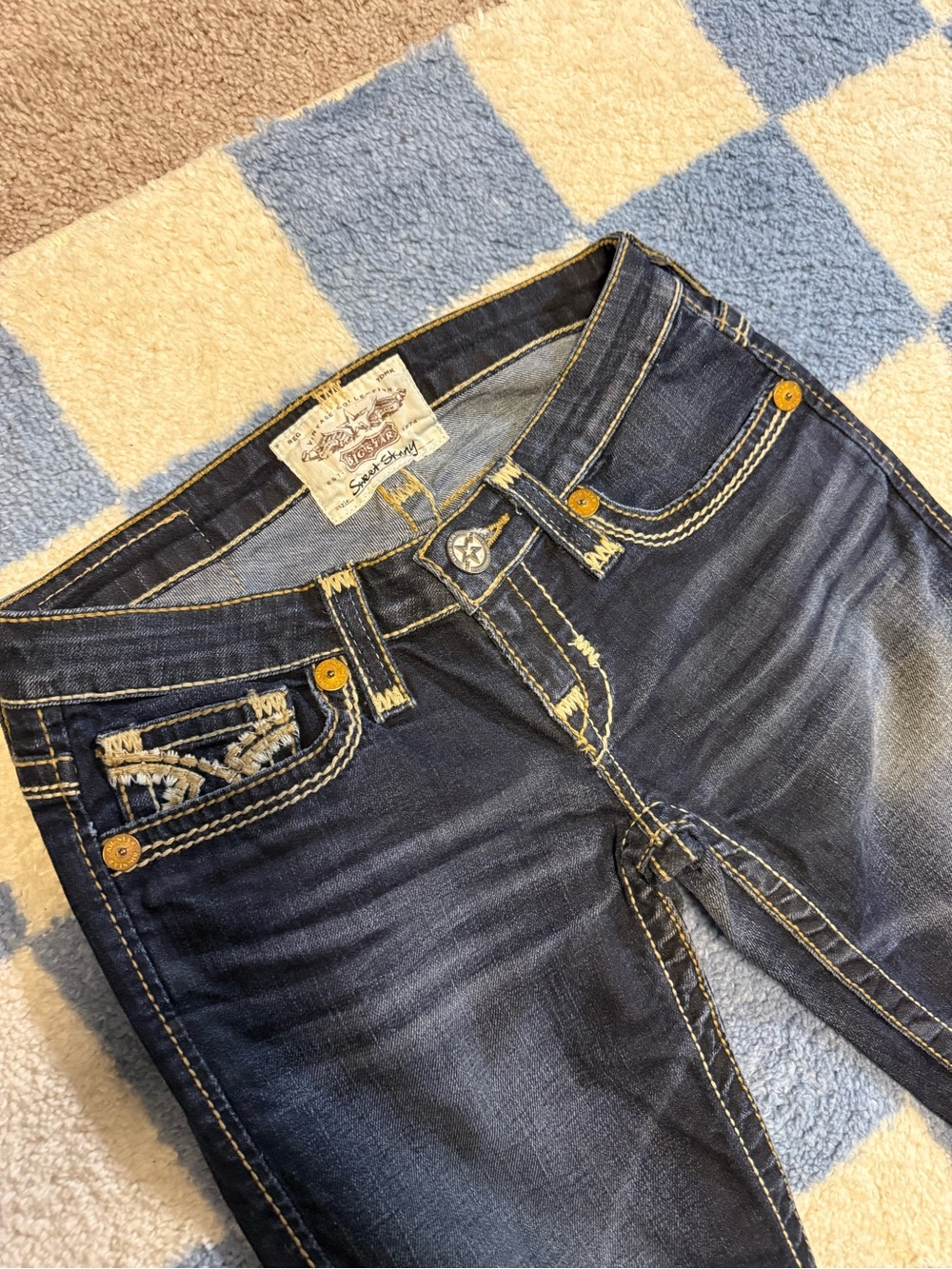 Big Star Dark Wash Skinny Jeans with Contrast Stitching - Picture 2 of 5